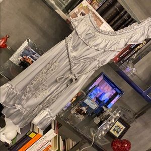 Stunning satin silver beaded dress.